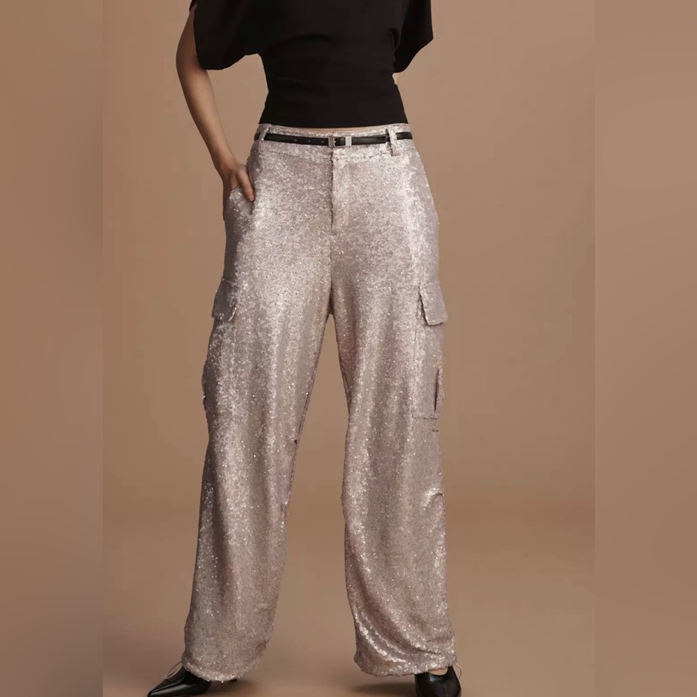 By Anthropologie Sequin Cargo Pants